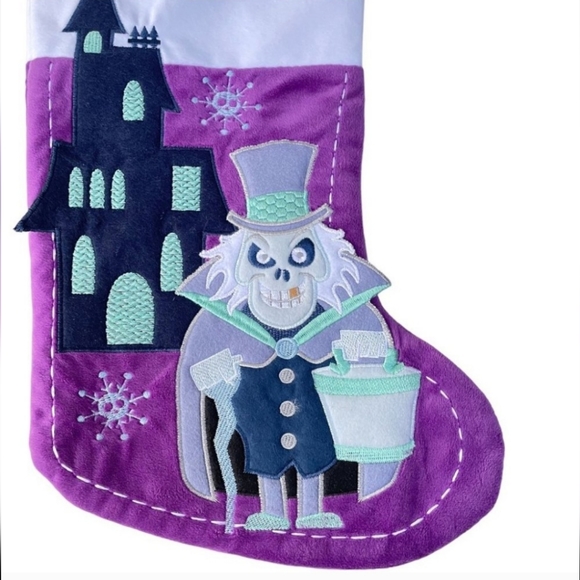 EUC Disney Parks Haunted Mansion Hatbox Ghost Holiday Christmas Stocking - Picture 1 of 3
